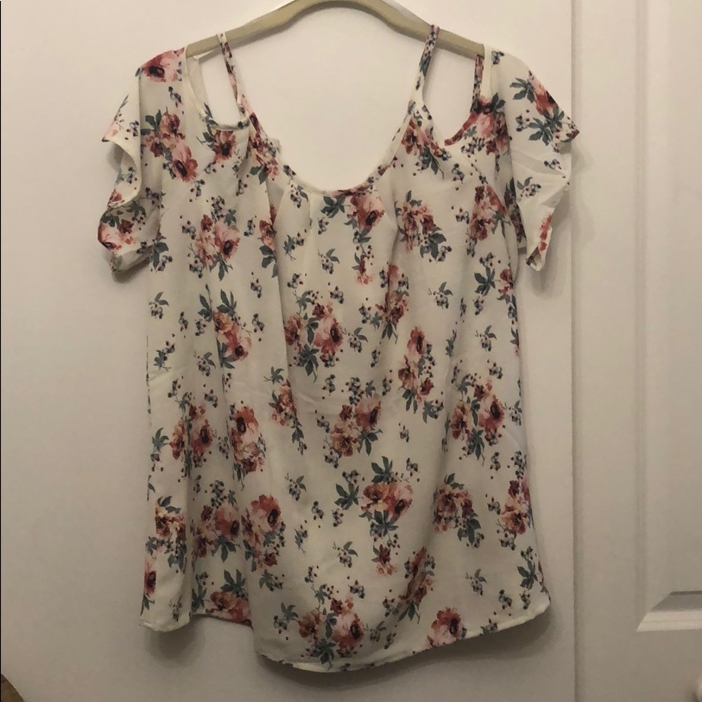 Off the shoulder floral shirt